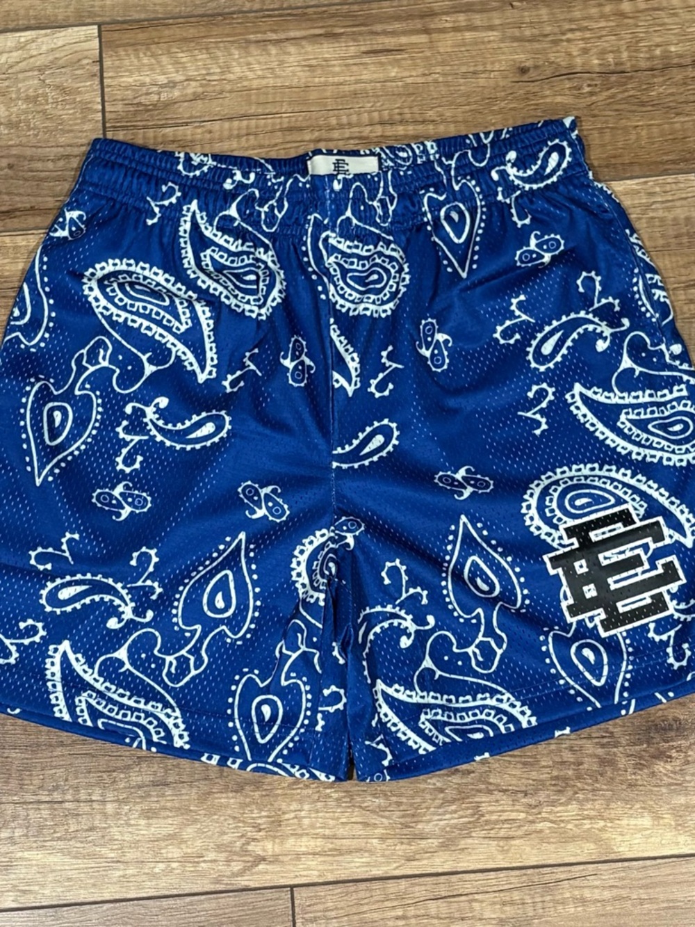 Eric Emanuel EE Blue Bandana Paisley Athletic Shorts Mens Medium